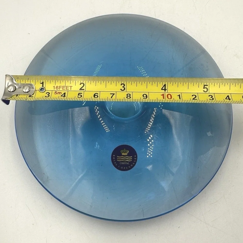Rare Royal Copenhagen Blue Crystal Taper Candle Holder Danish Modern‎ Art Glass